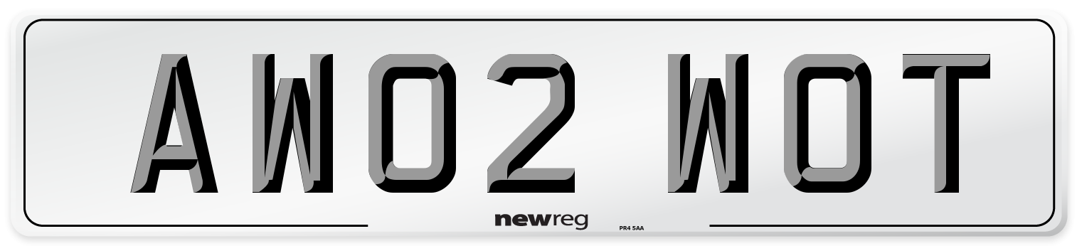 AW02 WOT Number Plate from New Reg